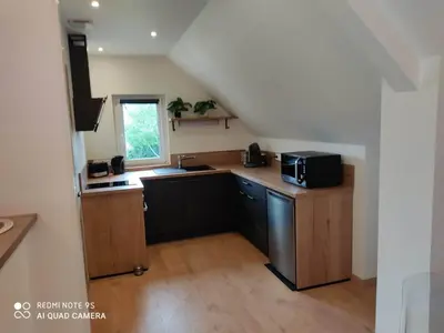 Cuisine ou kitchenette dans l'établissement Le Nid de la Baie