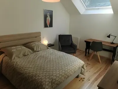 Un ou plusieurs lits dans un hébergement de l'établissement Appartement à Valognes : Entre Terre et Mer