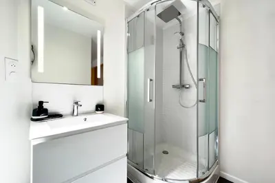 Salle de bains dans l'établissement Appart 2 personnes Cherbourg Hyper centre