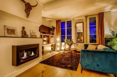 Coin salon dans l'établissement Appartement avec vue sur le château