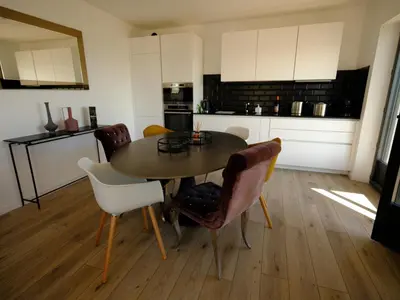 Cuisine ou kitchenette dans l'établissement Le pavillon d'Eole-loft vue mer exceptionnelle