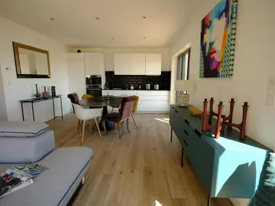 Coin salon dans l'établissement Le pavillon d'Eole-loft vue mer exceptionnelle
