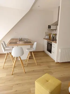 Cuisine ou kitchenette dans l'établissement Agréable studio a la campagne et proche de la mer