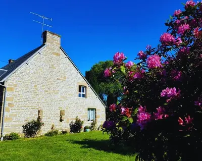 Jardin de l'établissement Maison en pierre au milieu du bocage