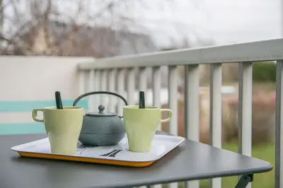 Balcon ou terrasse dans l'établissement Appt agréable avec balcon au sud-ouest de Caen