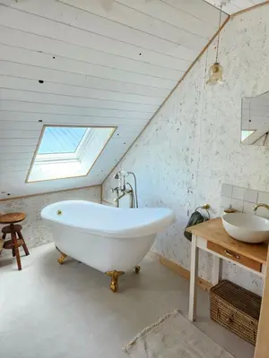 Salle de bains dans l'établissement La Kabane