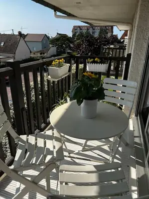 Balcon ou terrasse dans l'établissement Bel Cabourg 5 minutes de la mer