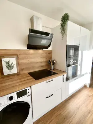 Cuisine ou kitchenette dans l'établissement Charmant studio + parking privé