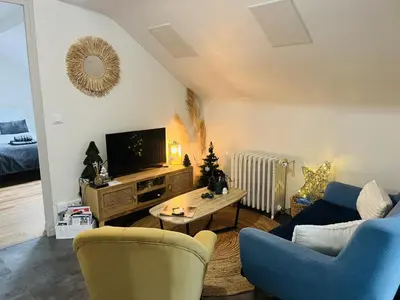 Télévision ou salle de divertissement dans l'établissement Le 6 appartement Centre-ville Caen - Port