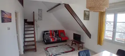 Télévision ou salle de divertissement dans l'établissement confortable appartement duplex