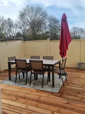 Balcon ou terrasse dans l'établissement Maison proche Omaha Beach