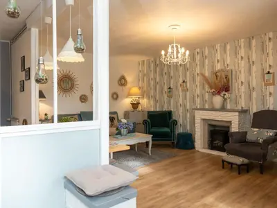 Coin salon dans l'établissement Holiday Home Océane by Interhome