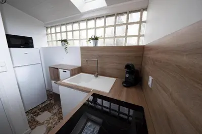 Cuisine ou kitchenette dans l'établissement Gîte La Foresienne