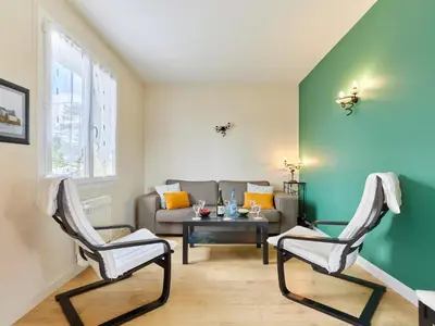 Coin salon dans l'établissement Maison de Campagne Familiale à Portbail - 6 personnes