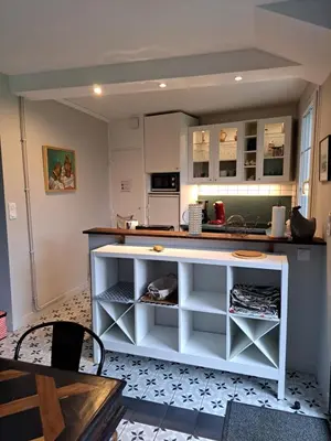 Cuisine ou kitchenette dans l'établissement Clos St Vaast près plage et port
