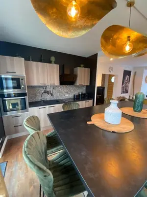Cuisine ou kitchenette dans l'établissement Villa des Pins