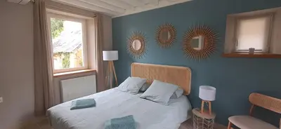 Un ou plusieurs lits dans un hébergement de l'établissement Maison de campagne la mer en horizon