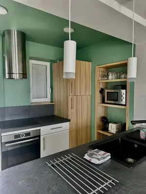 Cuisine ou kitchenette dans l'établissement La Tourelle - Balcon vue mer et terrasse plein sud