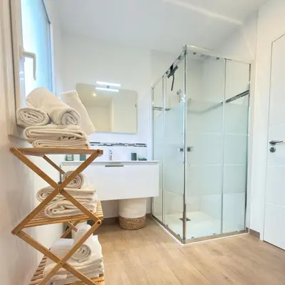 Salle de bains dans l'établissement Villa Saint Mart-Plage à 500m-Tout inclus