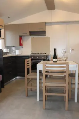 Cuisine ou kitchenette dans l'établissement Mobil-home