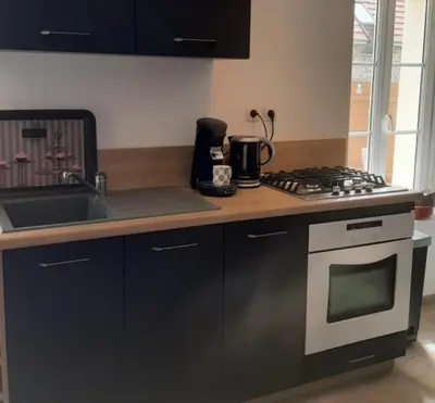 Cuisine ou kitchenette dans l'établissement Petite maison dans la manche