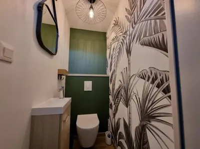 Salle de bains dans l'établissement La Tanière de la baie - Maison 6-8 pers