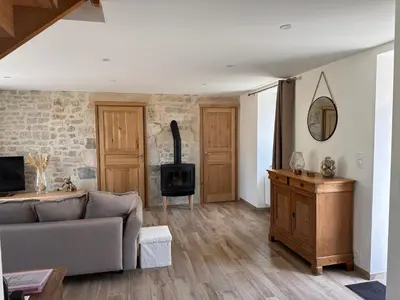 Coin salon dans l'établissement Gîte Cotentin Sweet Home