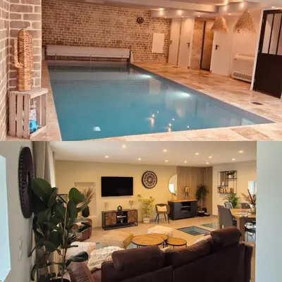 Piscine de l'établissement Villa Terre & Mer avec piscine intérieure proche Cabourg ou située à proximité