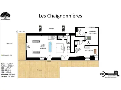 Plan de l'établissement La Clef Decamp Chaignonnières Roulotte 19pers jacuzzi 15min mer
