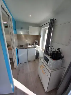 Cuisine ou kitchenette dans l'établissement Petite maison du Tronquay
