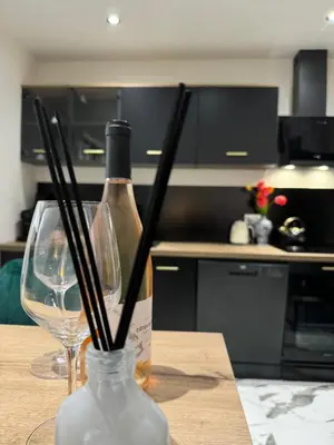 Cuisine ou kitchenette dans l'établissement Maison Colombage normande