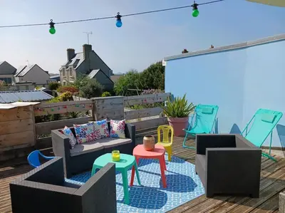 Coin salon dans l'établissement Vue mer Loft Wifi TV Holidays