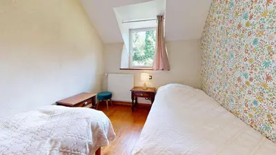Un ou plusieurs lits dans un hébergement de l'établissement La Clef Decamp Hambye'ance Nature 28pers spa finlandais billard