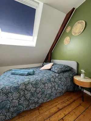 Un ou plusieurs lits dans un hébergement de l'établissement Grand appartement vue théâtre Hyper Centre