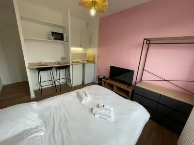 Un ou plusieurs lits dans un hébergement de l'établissement Roza, Studio proche centre ville