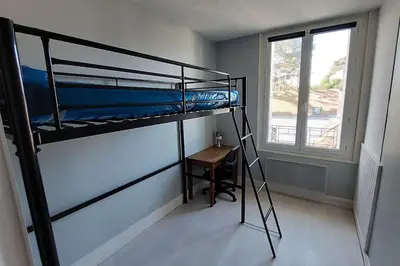 Un ou plusieurs lits dans un hébergement de l'établissement Appartement 4 pers St aubin sur mer 1mn mer et plage
