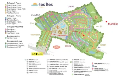 Plan de l'établissement Mobilhome moderne avec grande terrasse, pergola, HUDIMESNIL