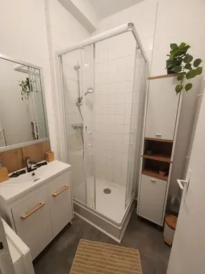 Salle de bains dans l'établissement Le Cocon du Château - Appt 4pers - Hypercentre