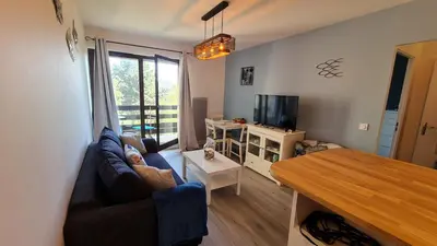Télévision ou salle de divertissement dans l'établissement Appartement lumineux dans résidence calme et arborée