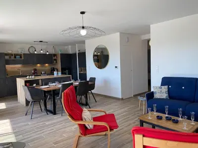 Coin salon dans l'établissement L'Abri Côtier