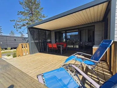 Terrasse ou espace extérieur de l'établissement Cottage 4-6 pers-piscine chauffée-150m plage