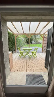 Balcon ou terrasse dans l'établissement Maisonnette calme