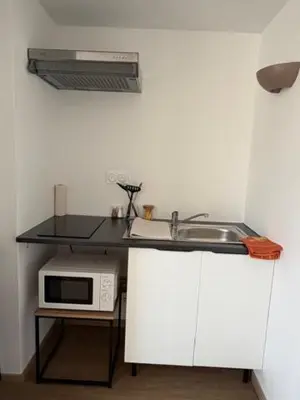 Cuisine ou kitchenette dans l'établissement L'Overlord , meublé de tourisme