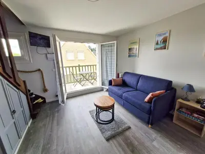 Coin salon dans l'établissement Duplex pour escapade en Normandie