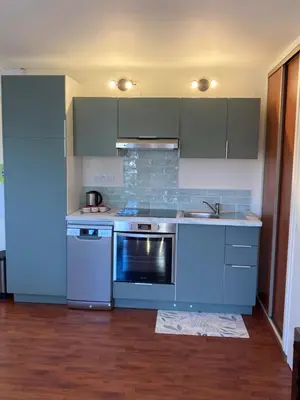 Cuisine ou kitchenette dans l'établissement Le Sherman