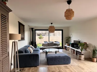 Coin salon dans l'établissement Harmonie Côtière - Belle Maison neuve bord de mer et plages du Débarquement