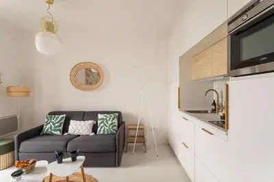 Cuisine ou kitchenette dans l'établissement Ty Peskaiden 0 - Appartement vue mer