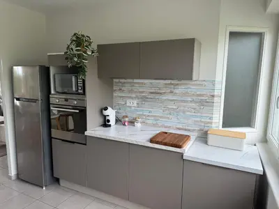 Cuisine ou kitchenette dans l'établissement Appartement charmant