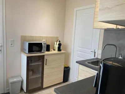 Cuisine ou kitchenette dans l'établissement Studio avec jardin