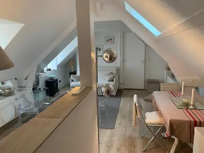 Coin salon dans l'établissement Appartement à 2 pas de la plage
